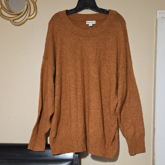 Women's Ava & Viv Tan Knit Sweater - Picture 2 of 5